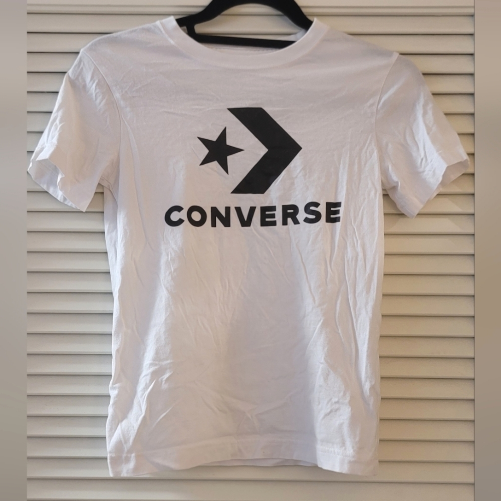 Converse - Girl's Black & White Graphic 100% Cotton Short-Sleeve T-Shirt
